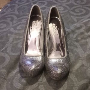 Dark blue glitter wedges